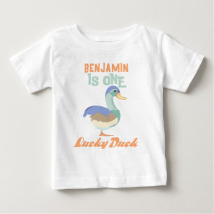 Ein Glückspilz Entchen Erste Geburtstags-Pastellf Baby T-shirt