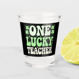 Ein Glückspilz-Lehrer Groovy Retro-Lehrer St. Patr Schnapsglas