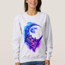 Ein glühender, halbmondförmig angelegter Mond, der Sweatshirt