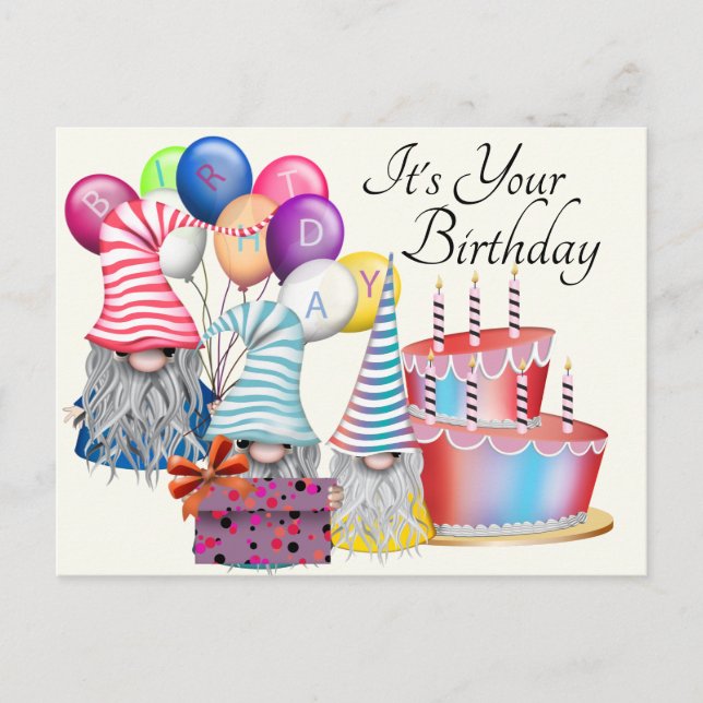 Ein Gnom Geburtstag Postkarte (Vorderseite)