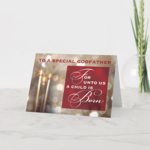 Ein Godvater Weihnachtskerzen Kind ist Geboren Karte