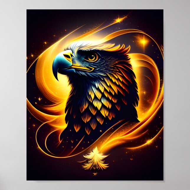 Ein Gold Eagle Head Notebook Poster (Vorne)