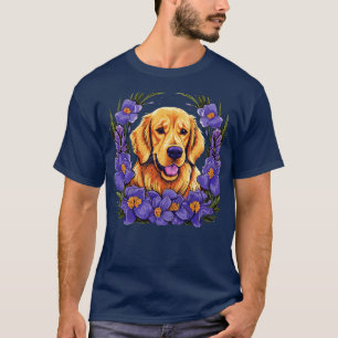 Ein goldener Retriever, umgeben von irischen Illus T-Shirt