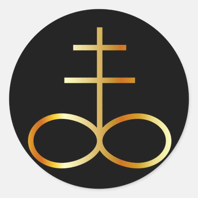 Ein goldenes Leviathan-Kreuz oder ein Schwefelsymb Runder Aufkleber (Vorderseite)