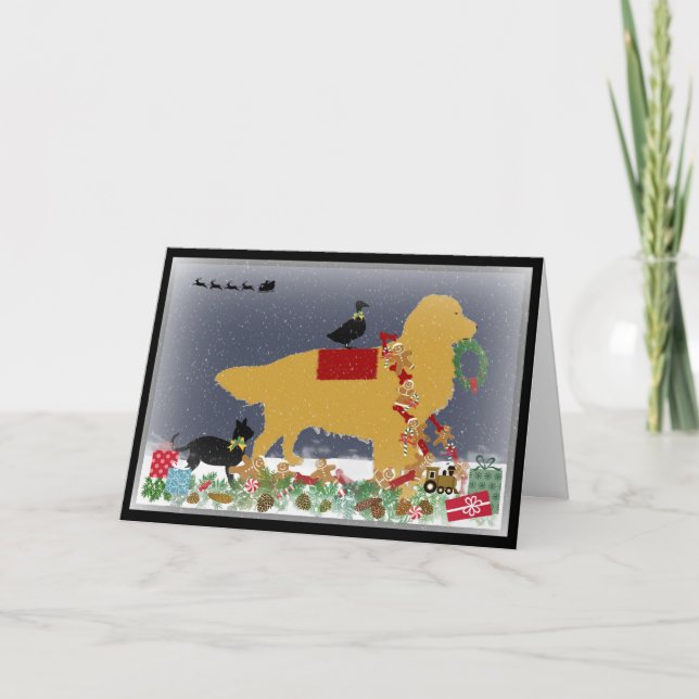 Ein goldenes Weihnachten! Feiertagskarte (Vorderseite)