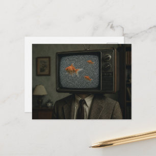 Ein Goldfisch-Fernsehmann Postkarte