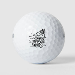 Ein Golfer, der mit seinem Vierrad Golf spielt Golfball