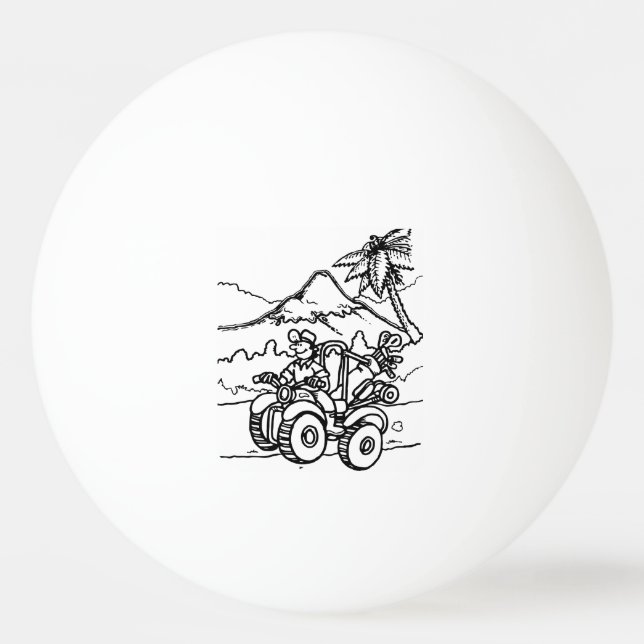 Ein Golfer, der mit seinem Vierrad Golf spielt Tischtennisball (Vorderseite)