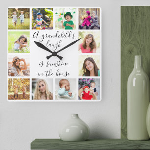 Ein Grandkindlachen Zitat 12 Foto Weiß Quadratische Wanduhr