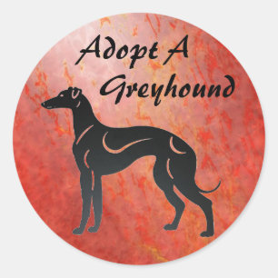 Ein Grauhund adoptier Runder Aufkleber