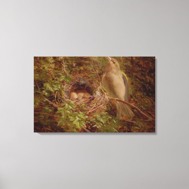 Ein Greenfinch an seinem Nest, 1877 (Öl auf Tafel) Leinwanddruck (Vorderseite)