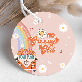 Ein Groovy Girl Retro Rainbow 1. Geburtstag Geschenkanhänger