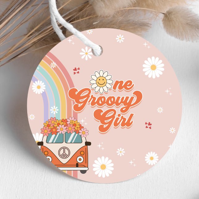 Ein Groovy Girl Retro Rainbow 1. Geburtstag Geschenkanhänger (Von Creator hochgeladen)