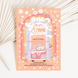 EIN Groovy Mädchen Daisy Groovy Van 1. Geburtstag Einladung
