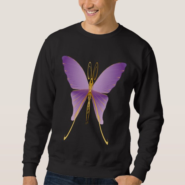 Ein große lila Schmetterlings-Shirts Sweatshirt (Vorderseite)