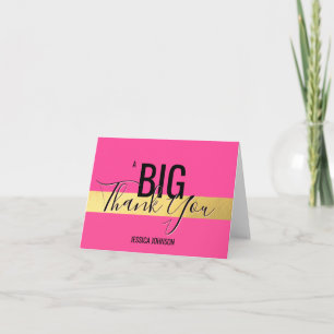 EIN GROSSER DANK - Imitats Gold Foil Hot Pink   NA Dankeskarte