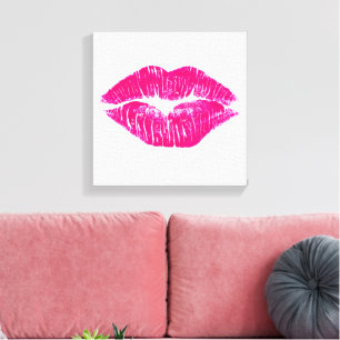 Ein großer Kuss Rosa Lippen Moderne Kunst Version  Leinwanddruck