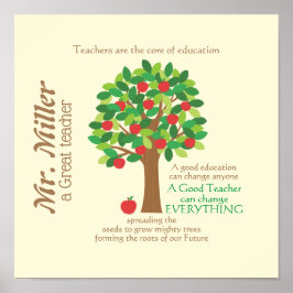 Ein großer Lehrer Personalisierter Apfelbaum Poster