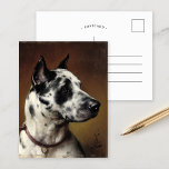 Ein großes Ding | Carl Reichert Postkarte<br><div class="desc">Ein großes Ding | Carl Reichert’s A Great Dane ist ein elegantes Profilbild-Portrait eines auffallenden schwarz-weißen großen tänzerischen Set vor einem launenhaften braunen Hintergrund. Das Gemälde fängt die dominante Präsenz und würdige Ausdruckskraft des Hundes ein und betont sein schlankes Fell und sein kraftvolles Bauen. Die geschickte Verwendung von Licht und...</div>
