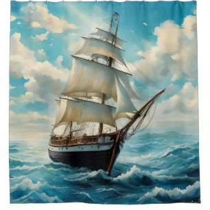 Ein großes Schiff und Wetter Duschvorhang