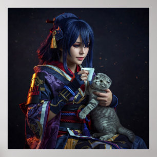 Ein großzügiges Herz: Anime-Charakter mit Kitten Poster