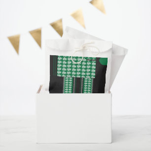 ein grün-schwarzes Muster mit einem Baum in der Mi Geschenktütchen