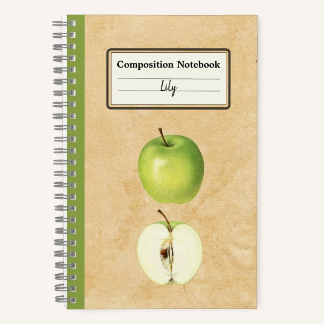 Ein grüner Apfel und eine halbe Personalisierte Zu Notizbuch (Vorderseite)