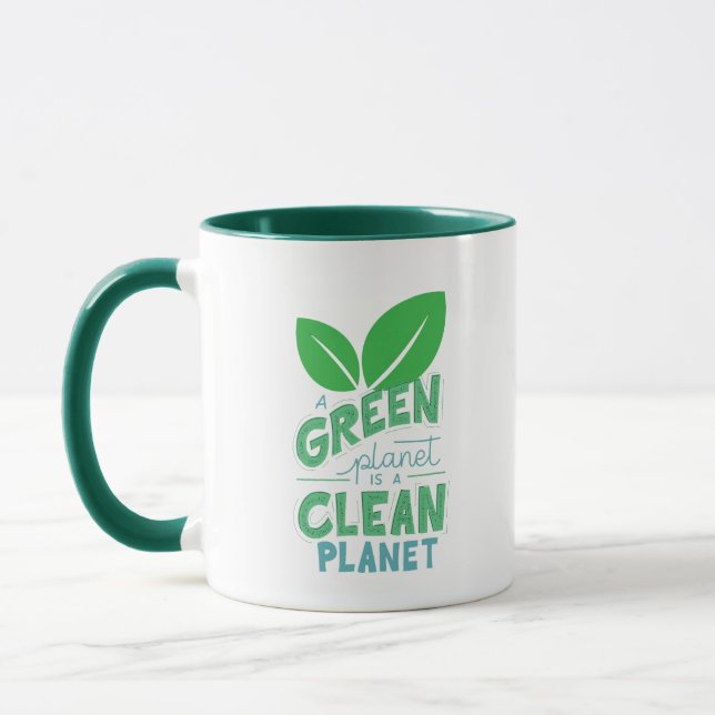 Ein grüner Planet ist sauberer Planet, KLIMAWANDEL Tasse (Links)