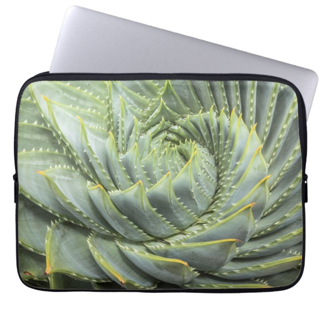 Ein grüner u. weißer Succulent Laptopschutzhülle (Vorderseite)