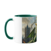 Ein grüner walisischer Drache Terrorizes London