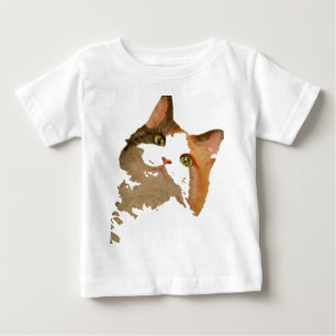 Ein grünes Mit Augen Calico Katze Kunstportrait Baby T-shirt