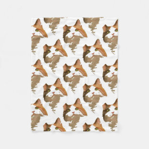 Ein grünes Mit Augen Calico Katze Kunstportrait Fleecedecke