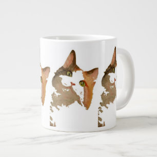 Ein grünes Mit Augen Calico Katze Kunstportrait Jumbo-Tasse