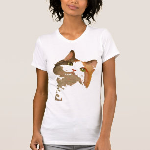 Ein grünes Mit Augen Calico Katze Kunstportrait T-Shirt