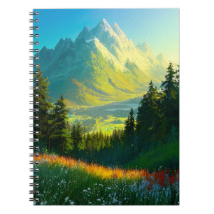 Ein grünes Tal Blühend mit Kiefernwäldern Notizblock