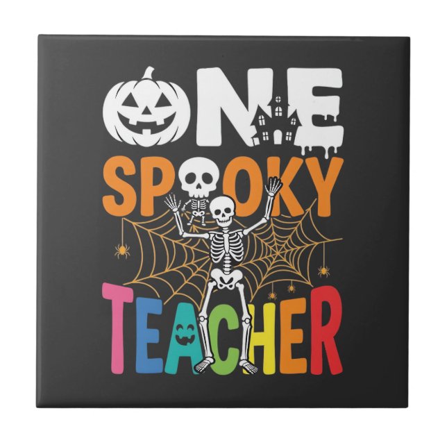 Ein gruseliger Halloween-Lehrer-Design_1 Fliese (Vorderseite)
