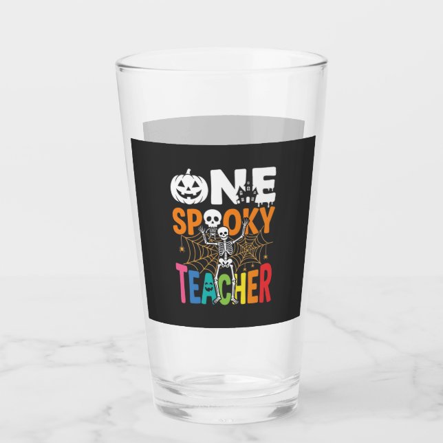 Ein gruseliger Halloween-Lehrer-Design_1 Glas (Vorderseite)