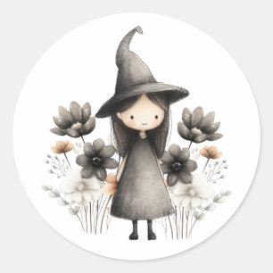 Ein gruseliger Jahr Hexe Halloween Geburtstagsaufk Runder Aufkleber