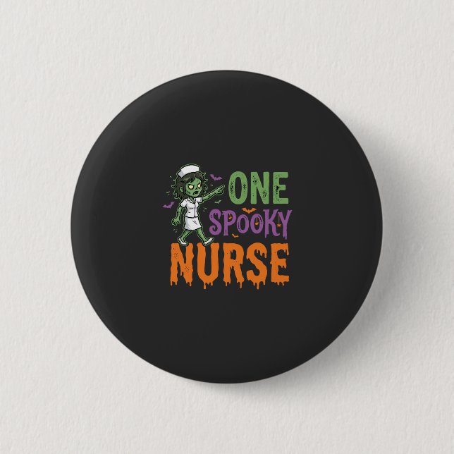 Ein gruseliger Krankenpfleger Halloween-Entwurf (2 Button (Vorderseite)