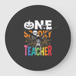 Ein gruseliger Lehrer Halloween-Design_1 Große Wanduhr