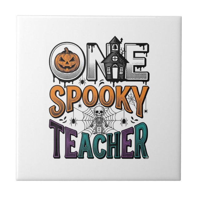 Ein gruseliger Lehrer Halloween Vektor Design_1 Fliese (Vorderseite)