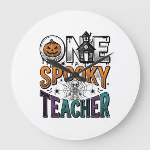 Ein gruseliger Lehrer Halloween-Vektordesign_1 Große Wanduhr