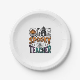Ein gruseliger Lehrer Halloween-Vektordesign_1 Pappteller
