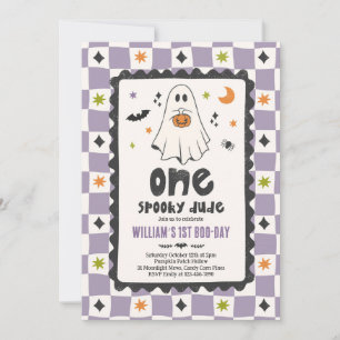 Ein gruseliger Typ Halloween-Junge Geist 1. Geburt Einladung