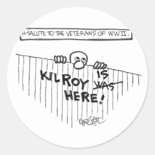 Ein Gruß zu den Veteranen von WWII (Kilroy) Runder Aufkleber