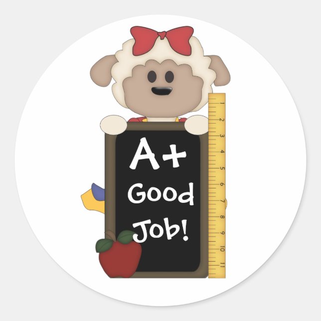 Ein+ guter Job! - Niedliches Schaf Runder Aufkleber (Vorderseite)
