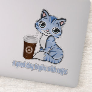 Ein guter Tag beginnt mit Kaffee Geschenk für Ka Aufkleber