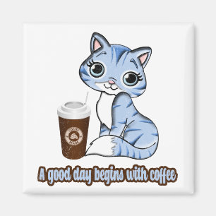 Ein guter Tag beginnt mit Kaffee   Katzen und Kaff Magnet