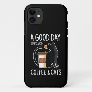 Ein guter Tag beginnt mit Kaffee und Katzen Lustig Case-Mate iPhone Hülle