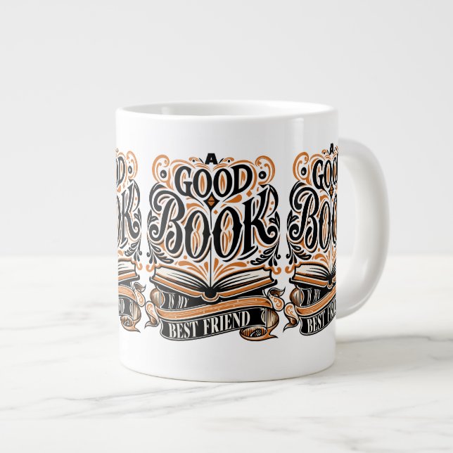 Ein gutes Buch ist mein bester Freund-Kalligrafie- Jumbo-Tasse (Vorderseite Rechts)